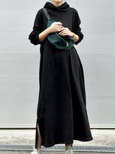 Simple Solid Color Loose Hooded Maxi Dress